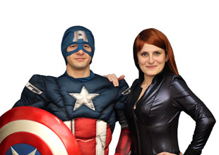 Аниматор Капитан Америка и Черная вдова - герои Marvel (Мстители) фото