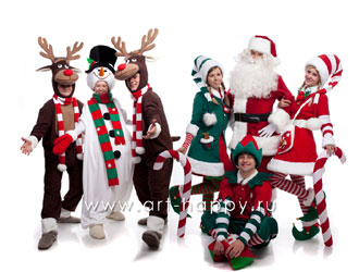 Аниматоры олени,снеговик, новогодние эльфы, Санта клаус фото